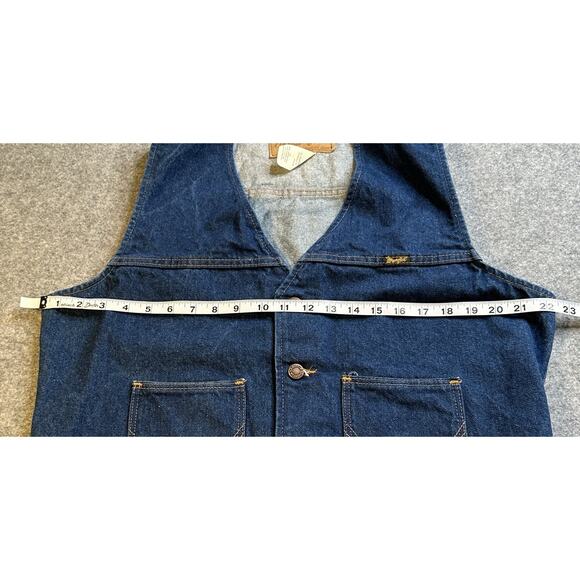 Vintage Wrangler Vest Mens Large Dark Wash Denim Authentic Jacket Western Vest - Picture 6 of 7